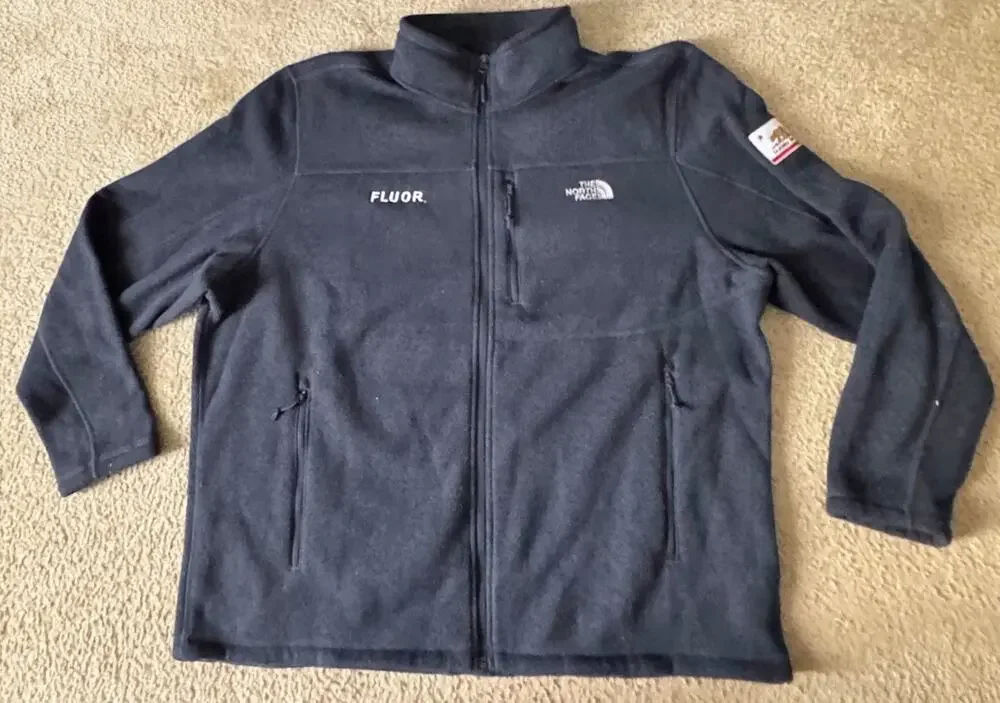 The North Face Mens XXXL Full Zip Fleece Jacket Black Fluor California Patch